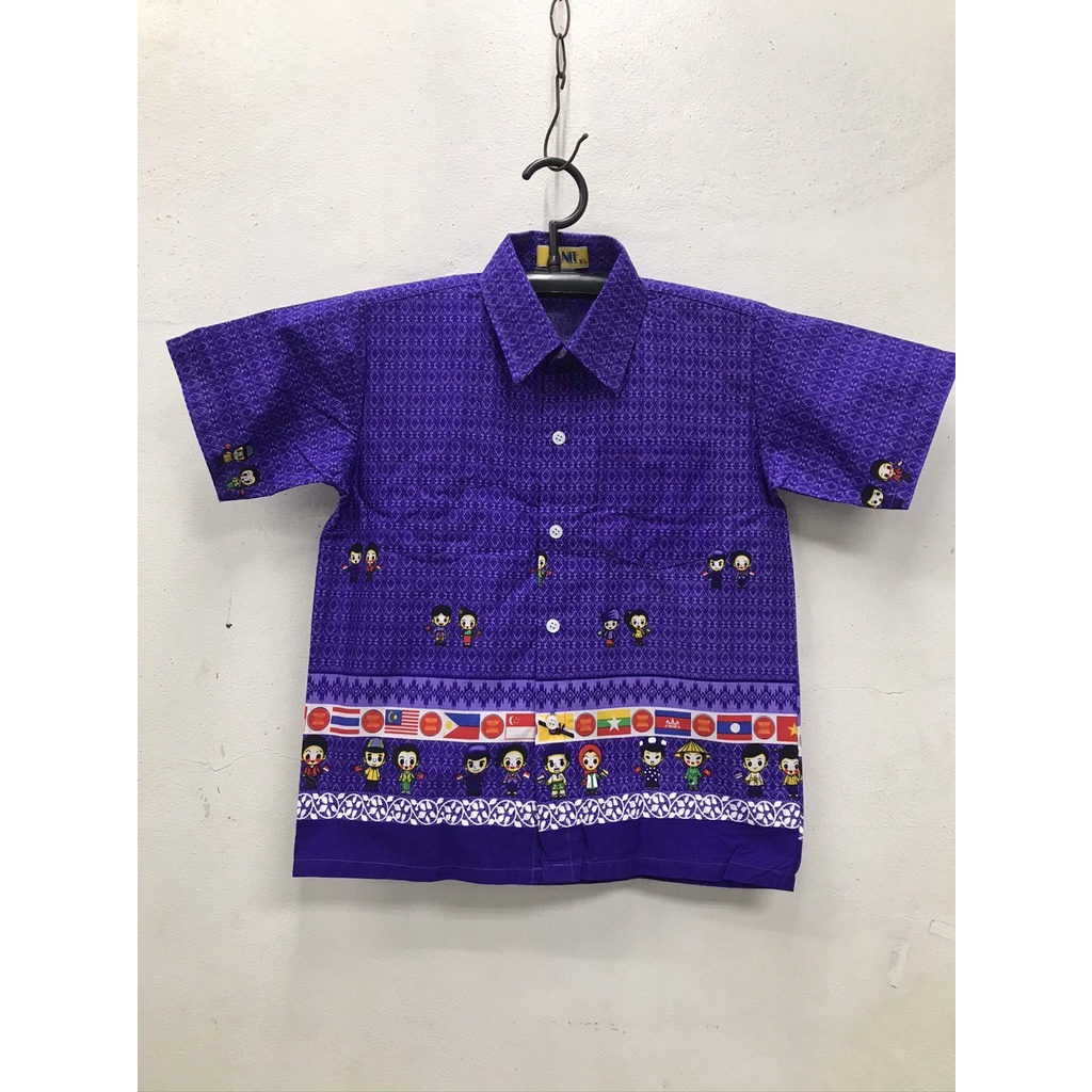 เสื้อเชิ้ตลายอาเซียนเด็กน้อยอนุบาล7สี