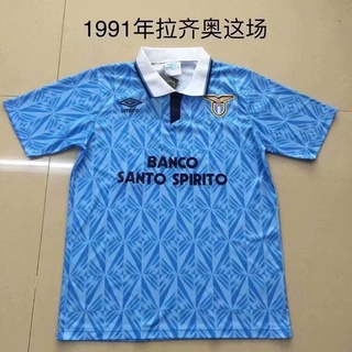 เสื้อกีฬาแขนสั้น ลายทีมชาติฟุตบอล Lazio home 1991 S-2XL ชุดเหย้า AAA คุณภาพสูง