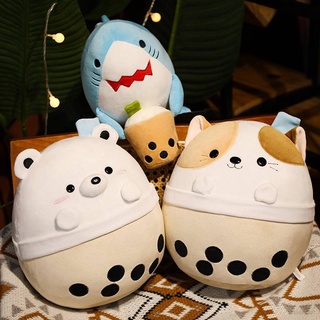 ตุ๊กตาฉลาม หมีขาว แมว ชานม น่ารัก ตุ๊กตาสัตว์ ของเล่น ตุ๊กตาเด็ก ตุ๊กตายัดไส้ ของขวัญสําหรับเด็ก ตกแต่งบ้าน ของเล่นสําหรับเด็ก
