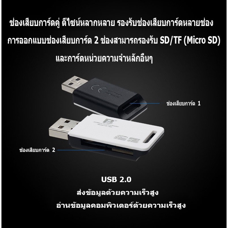 MGBB การ์ดรีดเดอร์ USB3.0 USB2.0  2 in 1 TF / SD ขนาดเล็ก 2-in-1 Card Reader รองรับ TF Card และ SD Card - รูปที่ 5