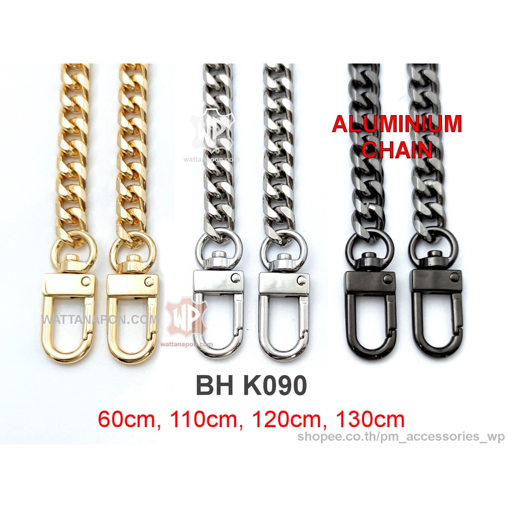 BH K090 สายกระเป๋าโซ่พร้อมตะขอ 60ซม,110ซม,120ซม,130ซม Aluminium Chain Crossbody/Shoulder/Handle Strap Replacement