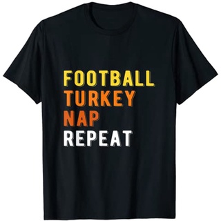 ขายดี เสื้อยืด พิมพ์ลายเกมฟุตบอล Turkey Nap Repeat Pumpkin Thankgiving แนวคลาสสิก เข้ากับทุกการแต่งกาย สําหรับผู้ชาย MOi