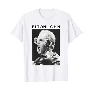 เสื้อยืดผ้าฝ้ายCOTTON เสื้อยืดครอปเสื้อยืด พิมพ์ลาย Elton John Official สีดํา สีขาวS-5XLS-5XL