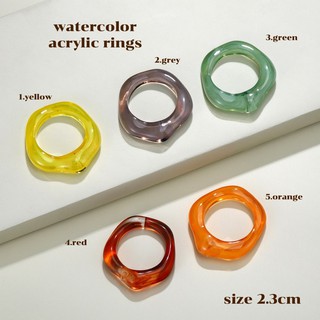 แหวนอคริลิค 5pcs water color acrylic/resin ring