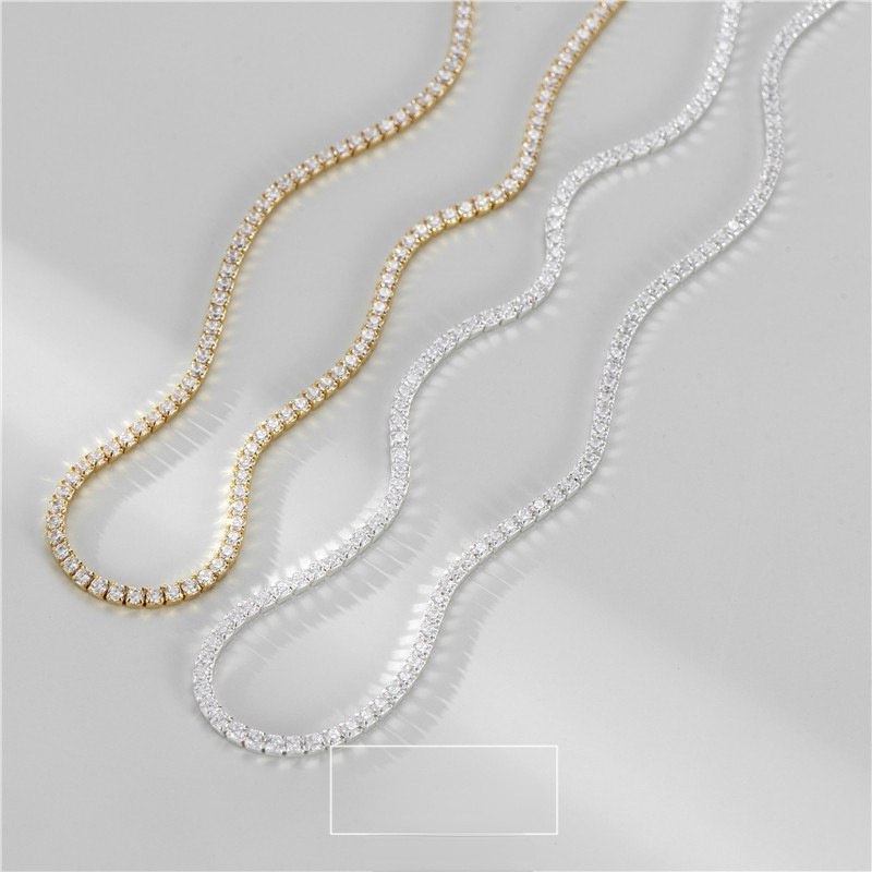 S925 สร้อยคอเงิน 18k Gold ผู้ชายผู้หญิง Chunky Chain 3.0MM แฟชั่นเครื่องประดับภูมิแพ้ฟรี