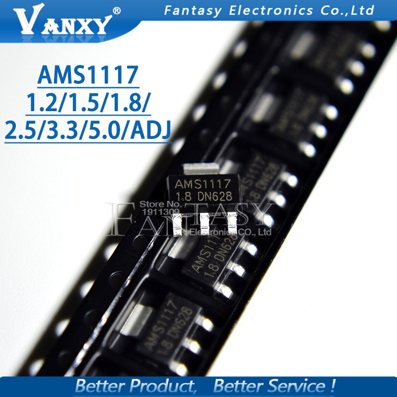 10pcs AMS1117 1.2V 1.5V 1.8V 2.5V 3.3V 5V ADJ LM1117 1117 Linear เครื่องปรับแรงดันไฟฟ้า SOT223 IC ใหม่