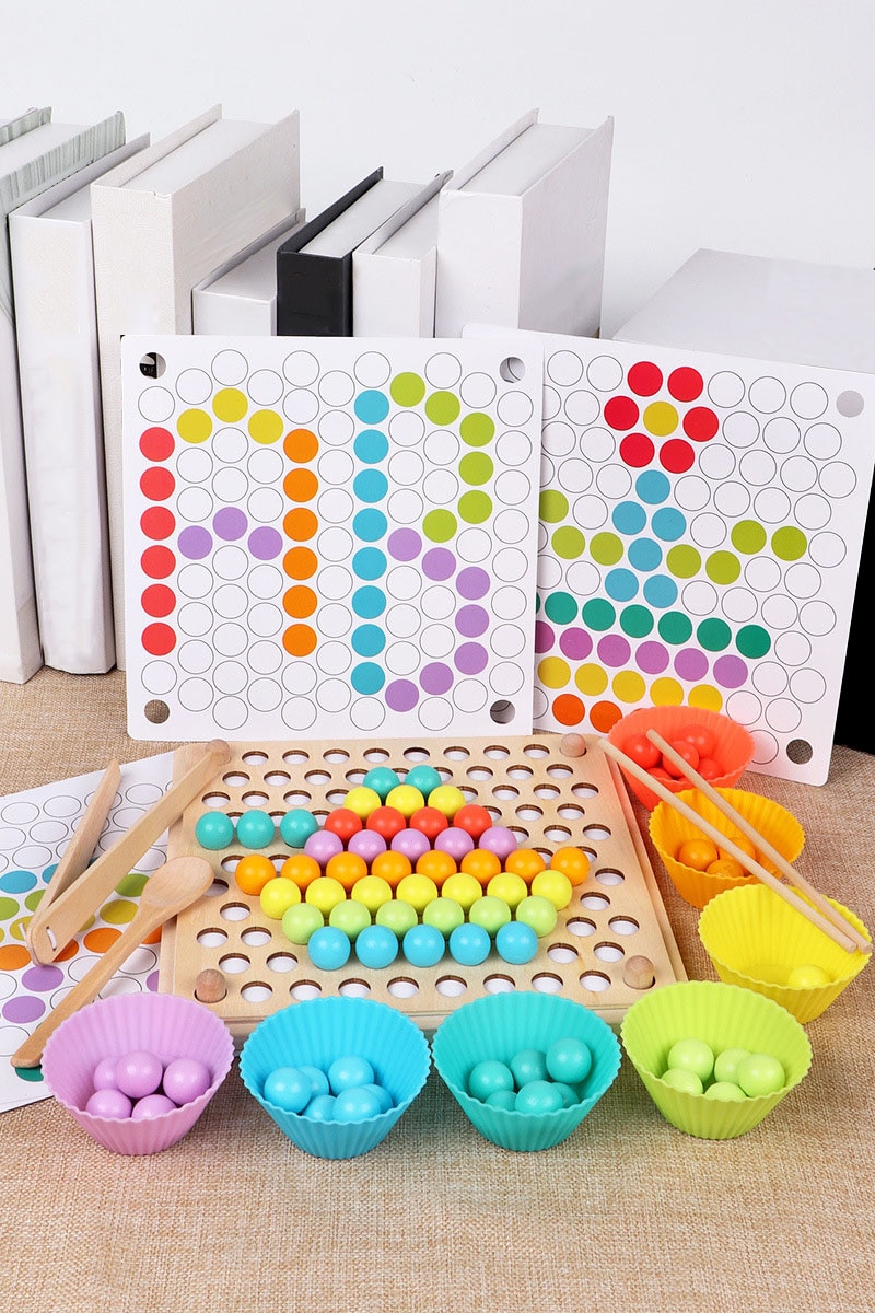 Wooden Montessori Kids Toys Hands Brain Training Clip Beads Puzzle ...