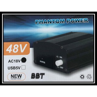 BBT ตัวเลี้ยงไฟไมโครโฟน PHANTOM POWER-48V Power Supply For Condenser Microphone PP48V