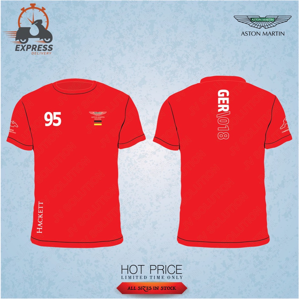 💥 HEBAT⏪💥WELL MADE ASTON SHORT SLEEVE LOGO PRINTED CREW NECK เสื้อยืดสําหรับผู้ชายและผู้หญิง 100% CO