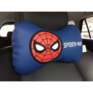 ลิขสิทธิ์แท้ สไปเดอร์แมน หมอนรองคอ ทรงกระดูก 1 ชิ้น หนังเทียม Spiderman Faux Leather 1 pc Car Neck Cushion Head Pillow