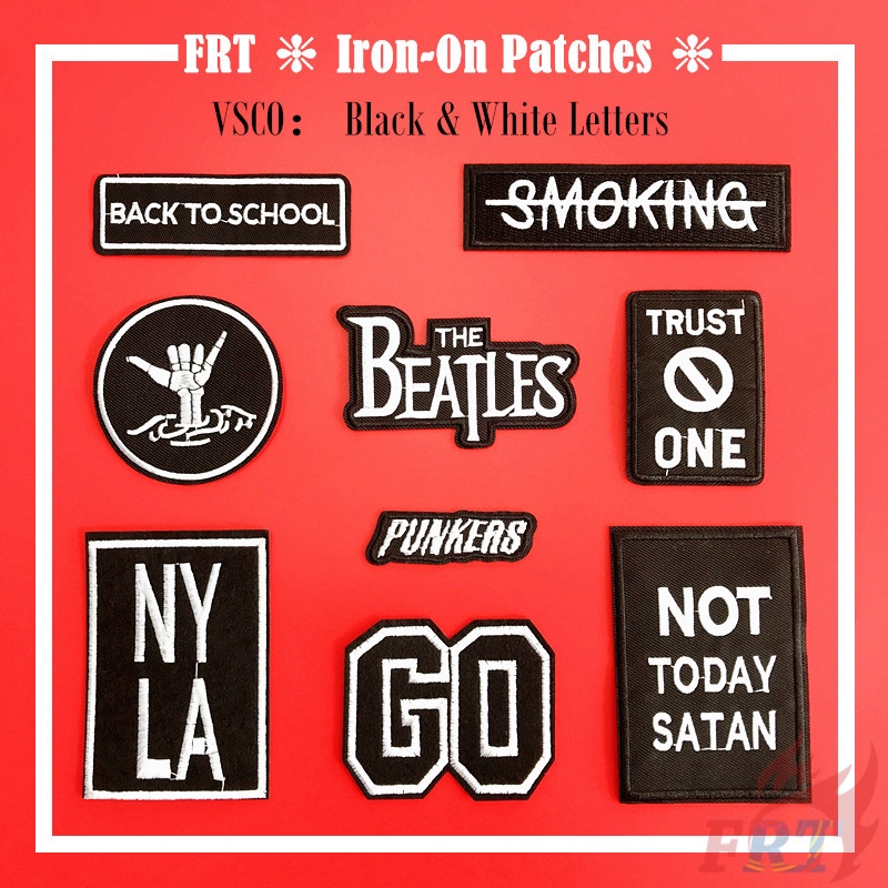 VSCO：Black & White Letters Iron-on Patch 1Pc Diy Sew on Iron on Badges Patches