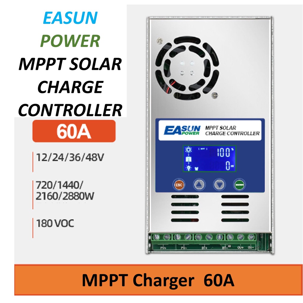 EASUN POWER Solar Charger Controller MPPT 60A PV Input 180V โซล่าชาร์เจอร์ solar panel solar charge 
