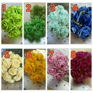 50ดอก ดอกกุหลาบกระดาษสา 15-18mm. มีก้าน DIY งานประดิษฐ์ งานแฮนด์เมด Handmade