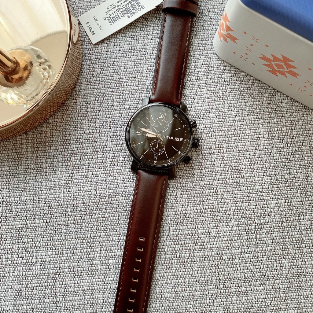 👑ผ่อน0%~แท้100%👑 BQ2459 นาฬิกาข้อมือ สีน้ำตาล Fossil Brown Leather Black Dial