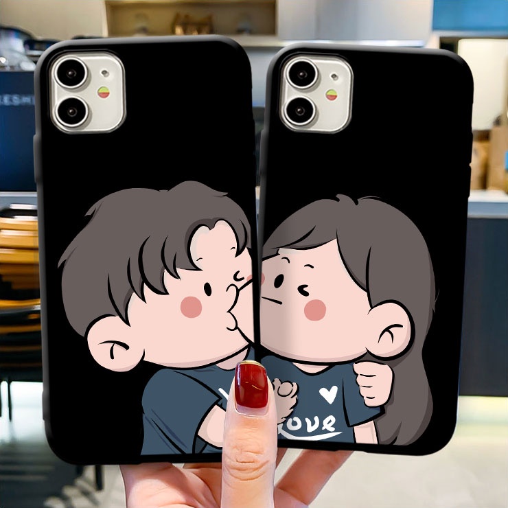 เคสโทรศัพท์มือถือแบบนิ่ม ลายหน้าจูบคู่รัก สําหรับ iPhone 13 12 11 XS Pro Max Mini X XR 8 7 6 6S Plus 5 5S