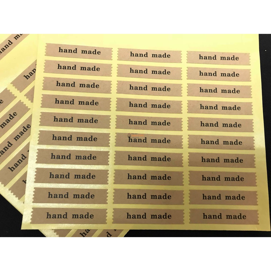 สติ๊กเกอร์ กระดาษคราฟท์ พิมพ์ handmade ขนาด 5x1 ซม. 5 แผ่น 150 ดวง