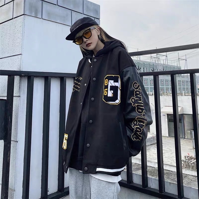 Leather SLEEVE BOMBER SHIRT G 86 (มีรูปถ่ายจริง)