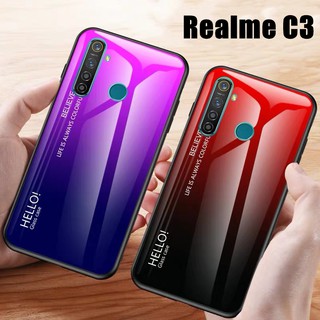 [ส่งจากไทย] Case Realme C3 เคสเรียวมีC3 เคสกระจกสองสี เคสกันกระแทก เคส Realme C3 ขอบนิ่ม เคสกระจกไล่สี สินค้าใหม่