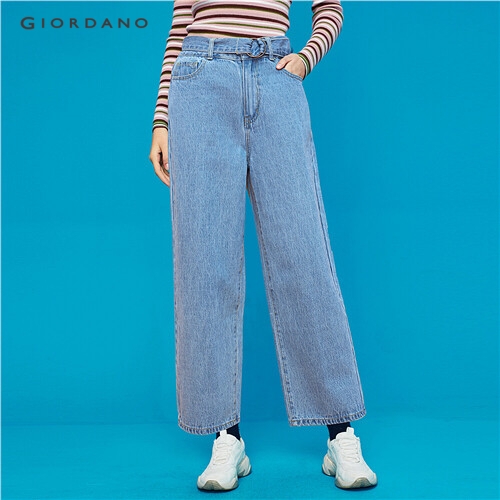 GIORDANO WOMEN Mid-rise wide leg denim jeans 05419084