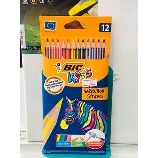 BIC Kids ดินสอสีไม้แบบลาย Evolution Stripes 12 สี