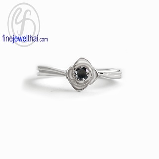 Finejewelthai-แหวนนิล-นิลแท้-แหวนพลอย-แหวนเงินแท้-พลอยประจำเดือนเกิด-Black-Spinel-Silver-Ring-Birthstone-R1375on