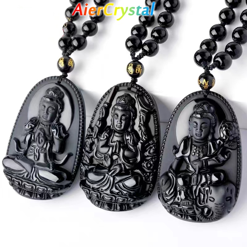 ธรรมชาติบริสุทธิ์ ออบซิเดียน ชีวิตพระพุทธรูปหยกราศี นักบุญอุปถัมภ์ จี้สร้อยคอแกะสลักมือเครื่องประดับพระเครื่องแฟชั่นระดับไฮเอนด์ชายและหญิงคนรักของของขวัญท