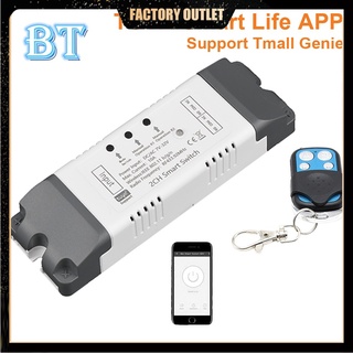 รีโมตคอนโทรล 433MHZ RF และสวิตช์ WIFI 2-CH 5V DC7-32V Tuya พร้อมกรอบ