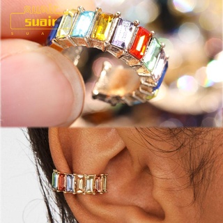 เครื่องประดับต่างหูเจาะหูแบบไม่มีกระดุมตกแต่ง rhinestone cz