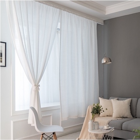 ผ้าม่านสีขาว สอดลวด ม่านโปร่งแสง ผ้าม่านหน้าต่าง - รูปที่ 6