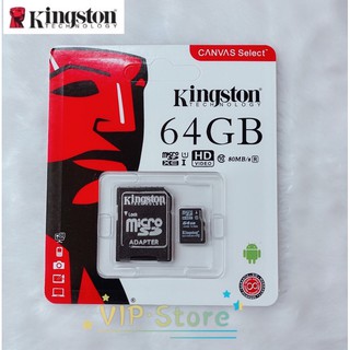 🔥VIPSale Kingston Memory Card Class10 Micro SDHC 64 GB คิงส์ตัน เมมโมรี่การ์ด SD Card 64GB  ใช้กับกล้อง โทรศัพท์ อื่นๆ