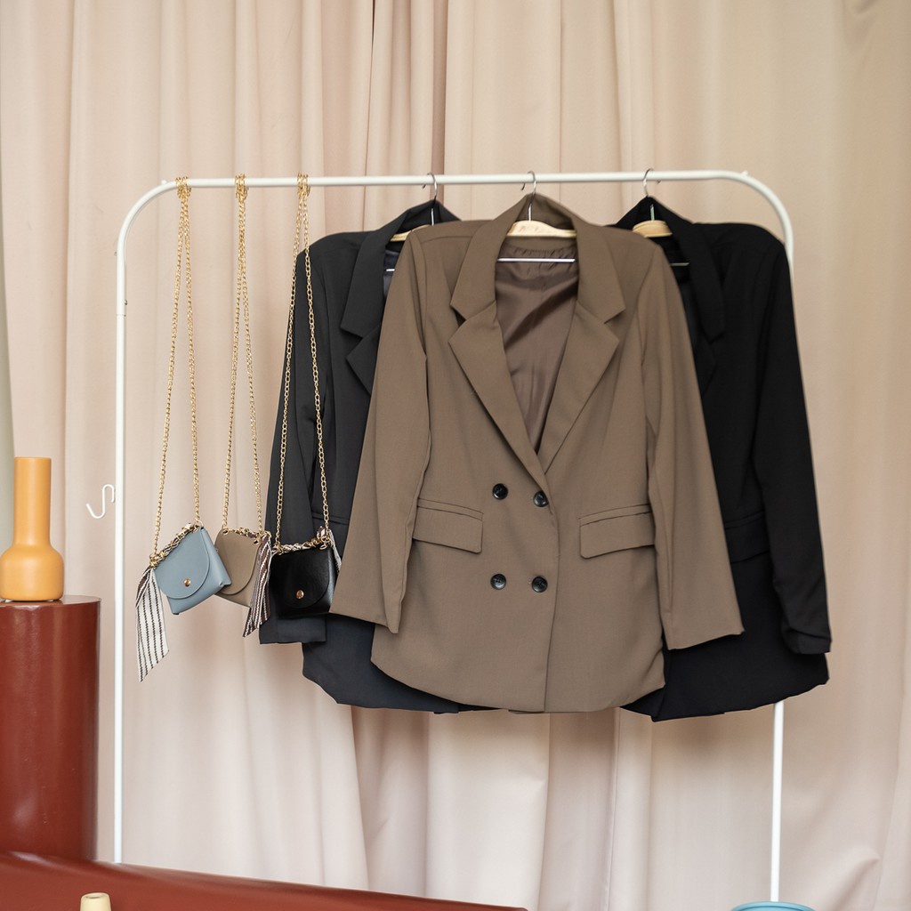 Cici(NO.048/2028)Blazer ทรงบอย koreaเท่ห์ๆ ผ้าไมโครเนื้อหนาใส่แล้วดูตัวเล็ก+กระเป๋าคาดเอวมินิ