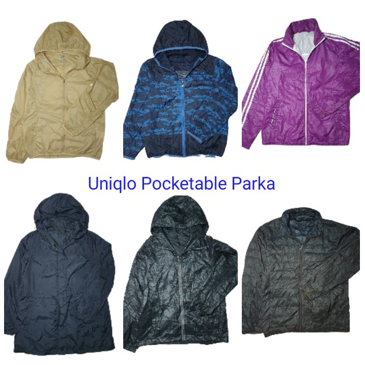 Uniqlo รุ่น Pocketable Parka เสื้อแขนยาวมีฮู้ด กันลม กันละอองฝน มือสอง (NL-Uni)