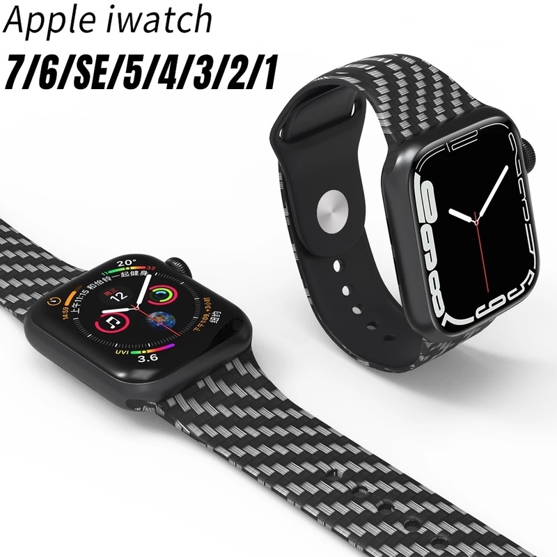 สายนาฬิกาข้อมือ คาร์บอนไฟเบอร์ แบบเปลี่ยน สําหรับ Apple Watch 7 SE 6 5 4