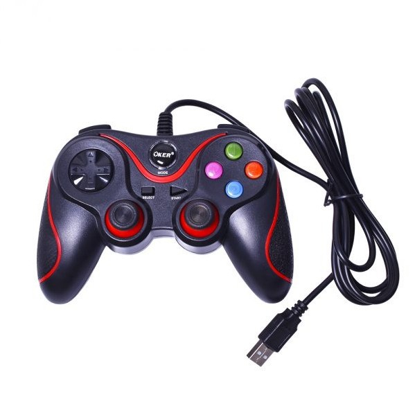 Oker จอยคอม Dual Shock Joystick USB U-918(ไม่รองรับเกม ฟีฟ่า) (สีน้ำเงิน)#360