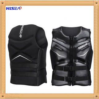 HISEA Profession Neoprene Men Women Life Vests Leather Adult Outdoor Water Sport Life Jacket Surfing Drifting Swimming Black