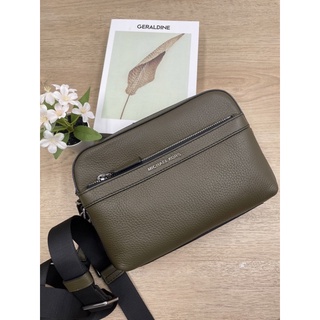 (ผ่อน0%) กระเป๋าสะพายข้าง Michael Kors Cooper Utility Crossbody Leather 37s1lcoc5l หนีงแท้ สีเขียว olive