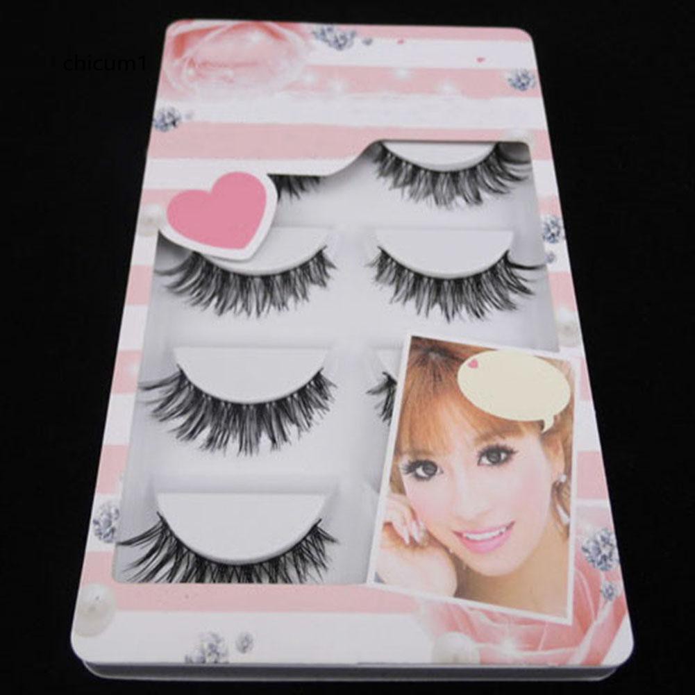 CHC_5 Pairs Lot Black Soft Long Messy Cross False Eyelashes Natural ...