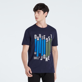 HH DAVIE JONES เสื้อยืดพิมพ์ลาย สีกรม Graphic Print T-Shirt in navy TB0186NV เสื้อยืดผ้าฝ้าย