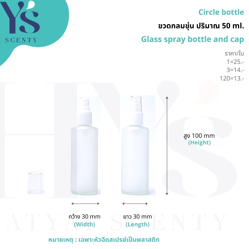 ขวดกลมขุ่น  50 ml. ขวดสเปรย์สำหรับบรรจุน้ำหอม