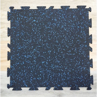 แผ่นยางปูพื้นฟิตเนส แบบจิ๊กซอ พื้นห้องออกกำลังกาย Interlocking star gym mat - blue dots (จุดฟ้า) สินค้าพร้อมส่ง