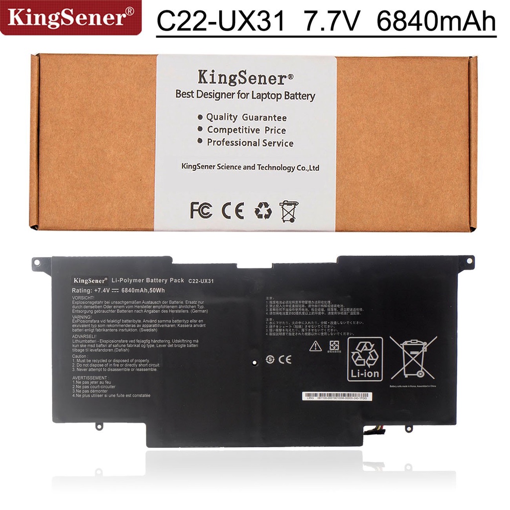 KingSener ใหม่ C22-UX31 แบตเตอรี่แล็ปท็อปสำหรับ ASUS Zenbook UX31 UX31A UX31E UX31E-DH72 C22-UX31 C2