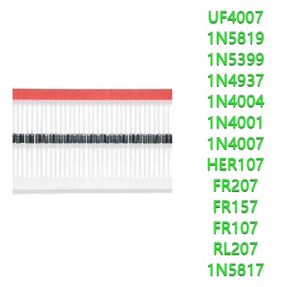 ชุดวงจรเรียงกระแสไดโอด 1N5817 1N5819 1N5399 1N4937 1N4004 1N4001 1N4007 UF4007 HER107 FR207 FR157 FR107 RL207 DO-41 100 ชิ้น