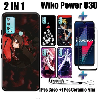 2 IN 1 เคสนารูโตะ พร้อมกระจกนิรภัย สําหรับ Wiko Power U30 เคสโทรศัพท์ และตัวป้องกันหน้าจอเซรามิค โค้ง