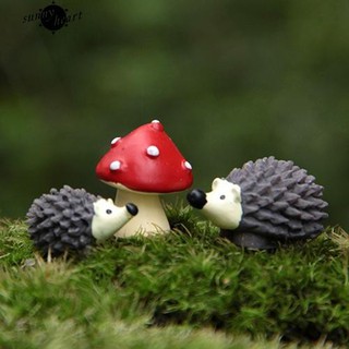 sunnyheart ~ สวน Moss เรซิ่นหัตถกรรมประดิษฐ์ Hedgehog Red Dot เห็ด