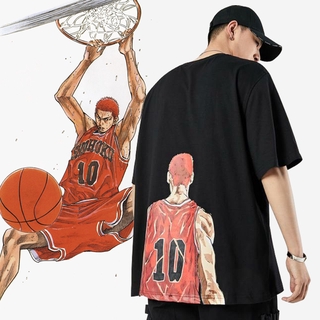 【100% cotton】พร้อมสต็อกเสื้อยืดแขนสั้นลายการ์ตูน Slam Dunk Master ไซส์ใหญ่แฟชั่นแบรนด์หลวมคอกลมเสื้อยืด เสื้อฟีฟาย Cospl