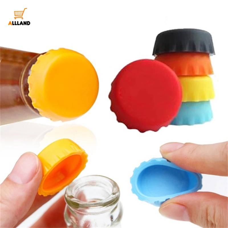 6ชิ้น/เซ็ตสีสุ่มนํามาใช้ใหม่รอบฝาขวด/มัลติฟังก์ชั่น้ําส้มสายชูซอสถั่วเหลืองเบียร์ขวดปิดผนึกปก แกดเจ็ต ครัว