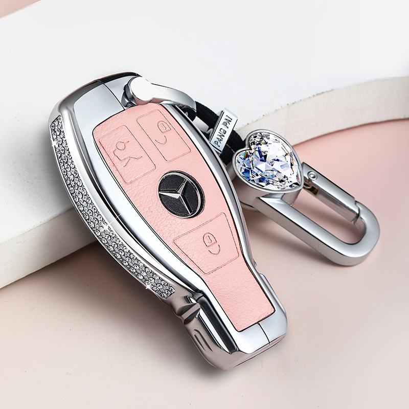 พร้อมส่ง สาวเพชรสำหรับ Mercedes Benz กุญแจรถหนังของขวัญ Girl Diamond Key Case for Mercedes Benz S-class C200l A180 Gla200 Glc260 Glk300 CLA Car Key Leather Case Gift