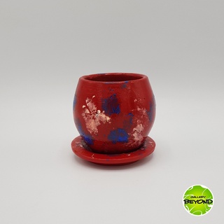 กระถางต้นไม้เพ้นท์สี (Art Plant Pots) - Red Cool (S size) - Handmade by Belgian Artist Paul De Blieck