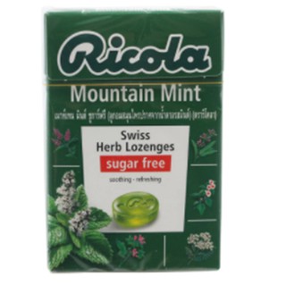 Ricola Swiss Herb Lozenges Candy Sugar Free Mountain Mint 40g.ริโคล่าลูกอมสมุนไพรปราศจากน้ำตาลรสเมาท์เทนมิ้นต์ 40กรัม