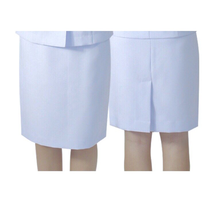 กระโปรงชุดปกติขาวหญิง งานเทเลอร์ ผ้าวาเลนติโน่ สีขาวโอโม่ ( เฉพาะกระโปรงเดี่ยวตัวเดียว ) แถม!! ปลอกแขนดำ